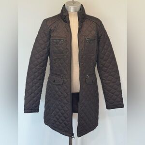 Laundry By Shelli Segal Quilted Long Coat in Brown
